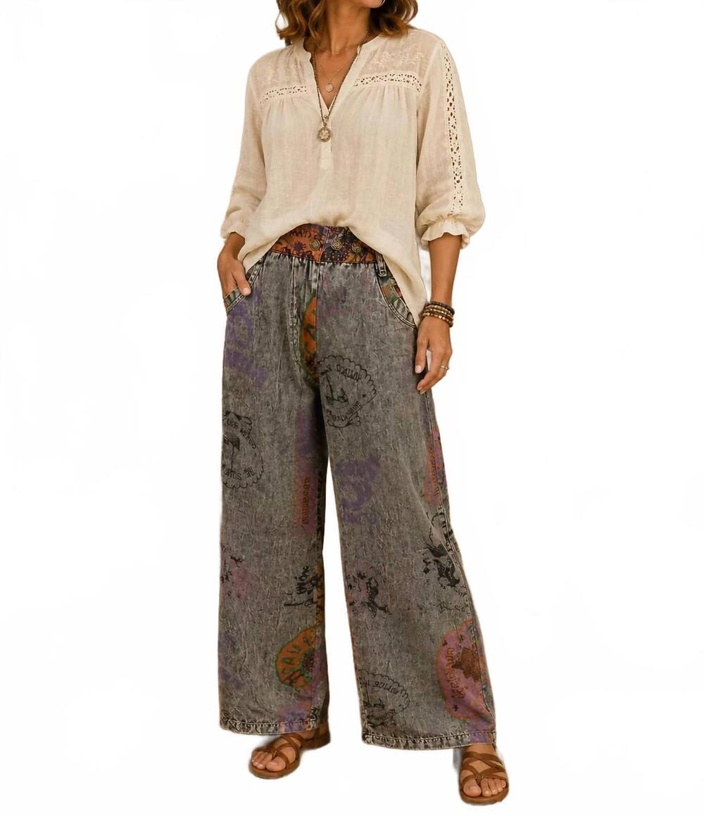 NEW PAPERLACE coastal muse adjustable boho pant in multi